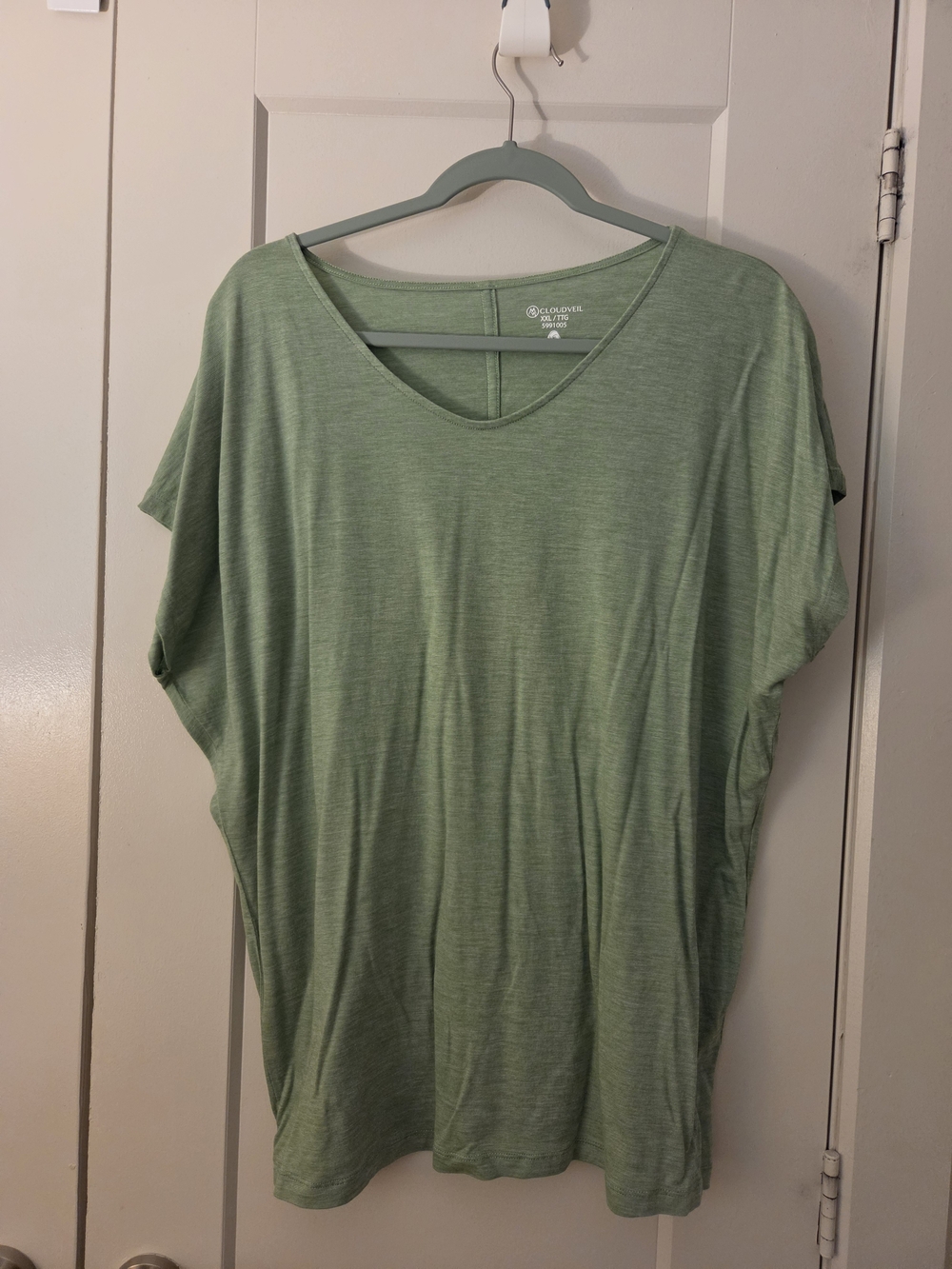 Cloudveil Sage Green Relaxed V-Neck Short Sleeve Tee